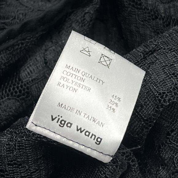 Viga Wang Black Lace Swim Cover Up Scoop Neck Short Sleeve One Size - Picture 5 of 8